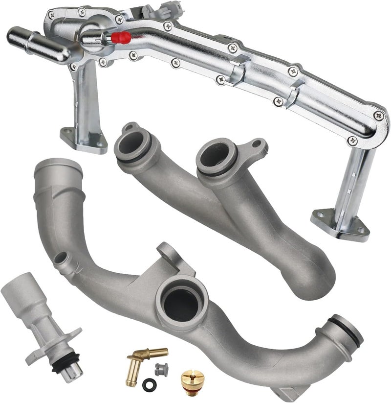 omoZone Upgraded Metal Coolant Water Pipe System Kit Compatible with Land Rover Range Rover Sport LR4,Jaguar XF XJ XE 3.0L V6 Replaces LR075991 LR092992 LR028136 LR049990 - Image 1
